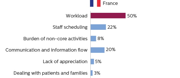 フランスの画像診断スタッフが、仕事のストレスの主な原因は作業負荷であると考えていることを示す棒グラフ image