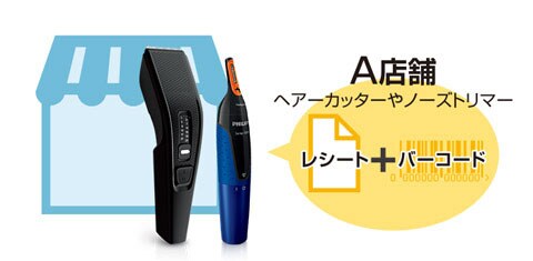 A店舗 ヘアーカッターやノーズトリマー レシート＋バーコード