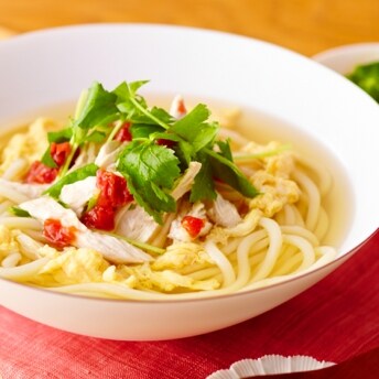 鶏と梅のかき玉うどん