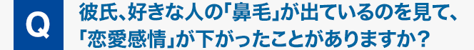 Q : 彼氏、好きな人の「鼻毛」が出ているのを見て、「恋愛感情」が下がったことがありますか？