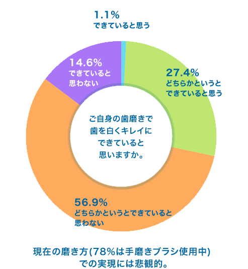 手磨きでの実現は悲観的78%